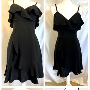 Marciano Black Ruffle evening mini dress size 2